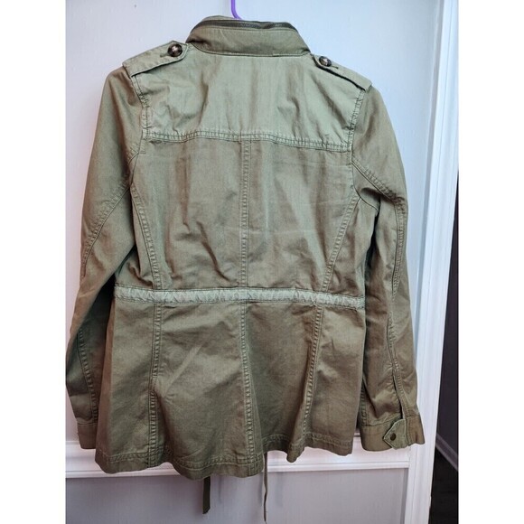 Lucky Brand Womens/Mens Military Field Jacket Hood Full Zip Olive Green Y2K - Picture 7 of 9